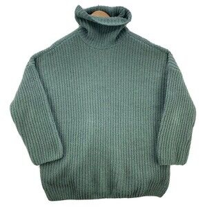 Abercrombie Fitch Turtleneck Sweater Women Medium Green Academia Pullover Jumper